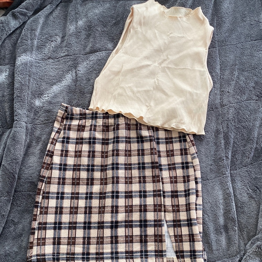 SHEIN Rib Top & Skirt Set